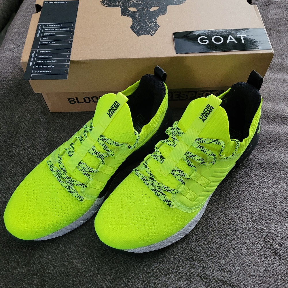 UA The Rock size 10.5 Neon Shoes